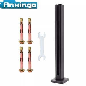 304 Stainless Steel Black Glass Railing End Post for Villas, Balcony, Stairway